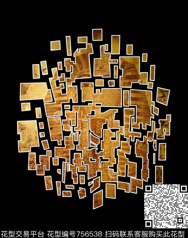 胸花图案大牌风胸前独幅数码印花华亿平台下载（图片编号: 756538） - 瓦栏（Walan）