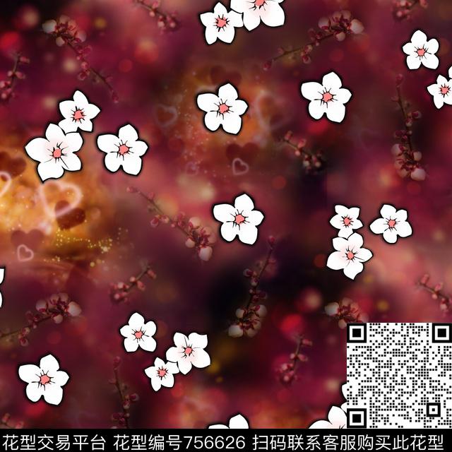花朵潮流梦幻风潮流时尚小花数码印花华亿平台下载（图片编号: 756626） - 瓦栏（Walan）