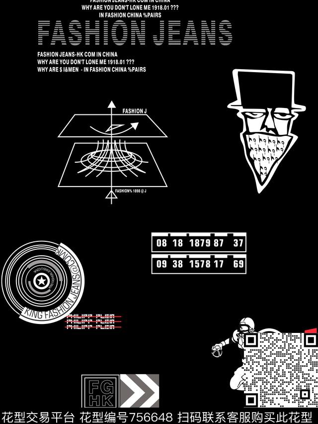 抽象潮牌几何传统印花华亿平台下载（图片编号: 756648） - 瓦栏（Walan）