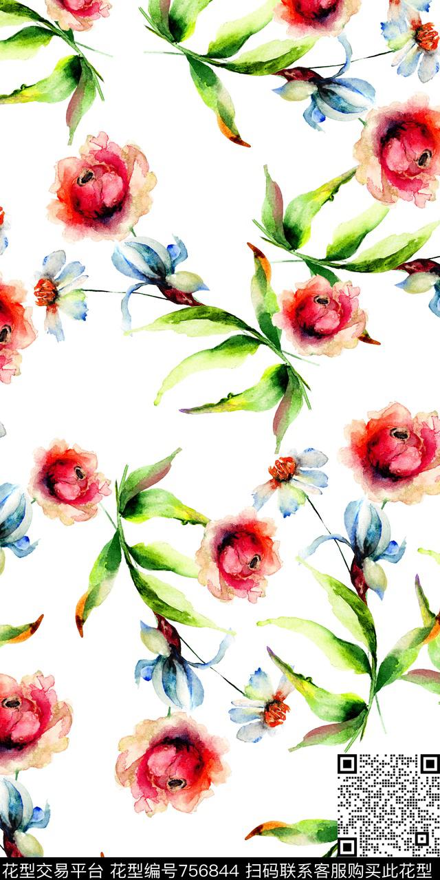 乱花数码花卉类满版花数码印花华亿平台下载（图片编号: 756844） - 瓦栏（Walan）