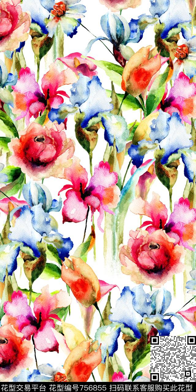 乱花数码花卉类满版花数码印花华亿平台下载（图片编号: 756855） - 瓦栏（Walan）