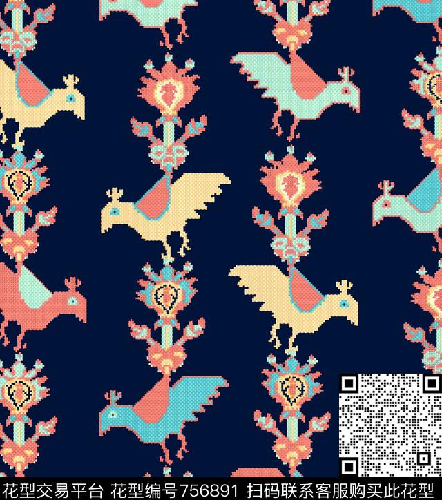 印度天堂鸟民族风数码印花华亿平台下载（图片编号: 756891） - 瓦栏（Walan）