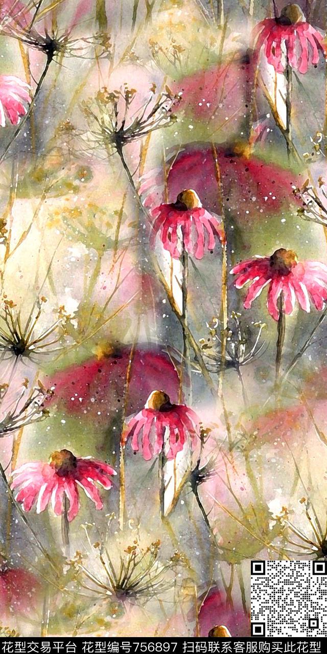 乱花满版花数码花卉类数码印花华亿平台下载（图片编号: 756897） - 瓦栏（Walan）
