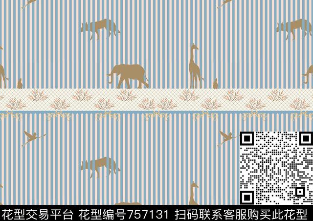 动物纹条纹花卉传统印花华亿平台下载（图片编号: 757131） - 瓦栏（Walan）