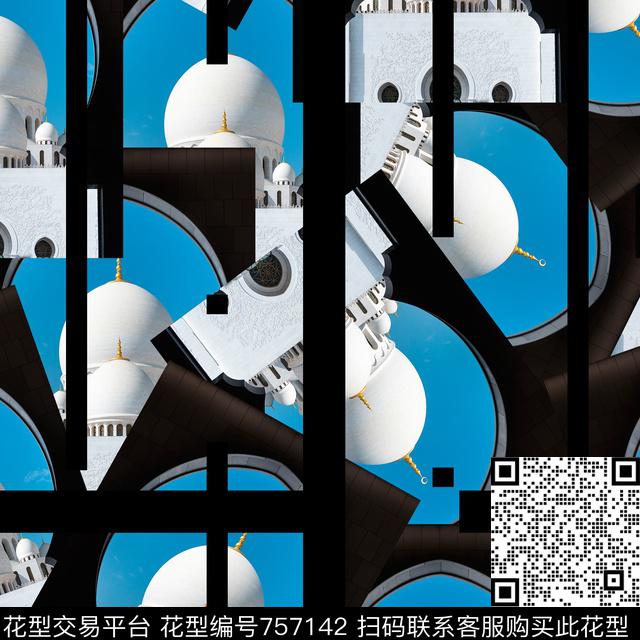 几何建筑风景数码印花华亿平台下载（图片编号: 757142） - 瓦栏（Walan）
