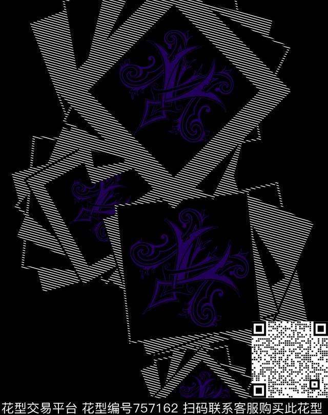 胸花图案大牌风胸前独幅数码印花华亿平台下载（图片编号: 757162） - 瓦栏（Walan）