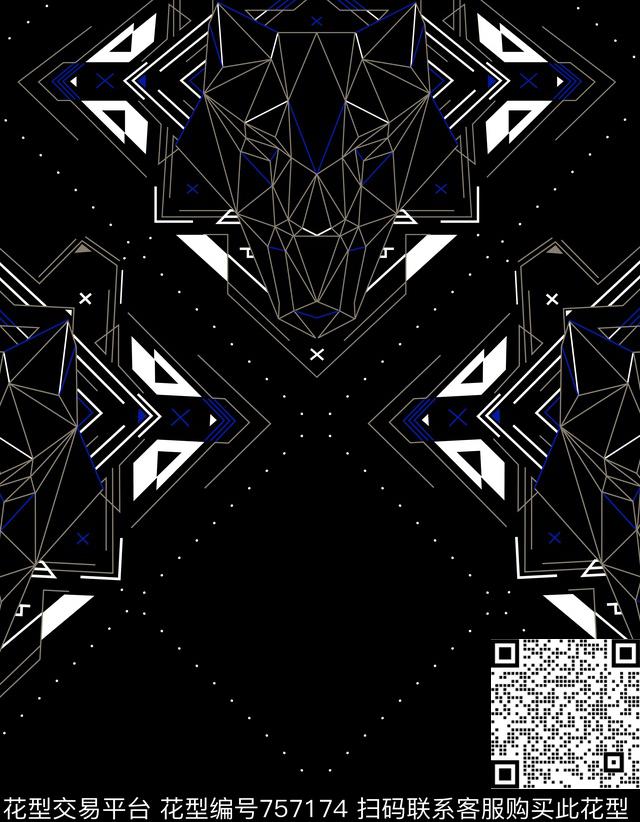 胸花图案大牌风胸前独幅数码印花华亿平台下载（图片编号: 757174） - 瓦栏（Walan）