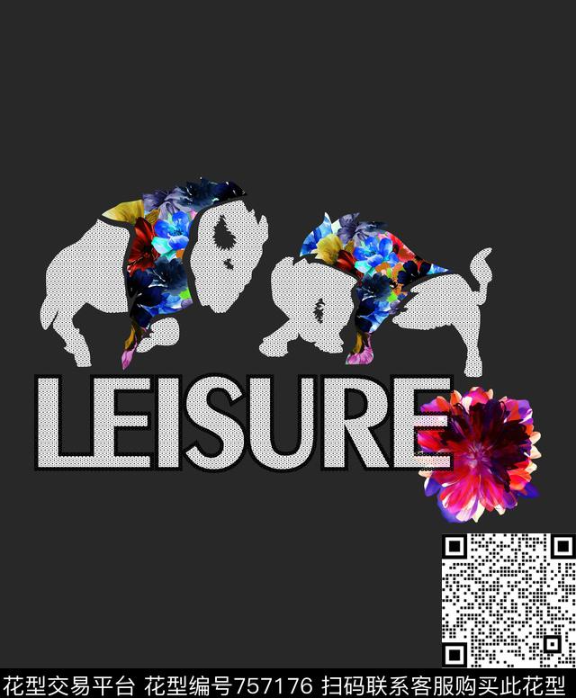 胸花图案大牌风胸前独幅数码印花华亿平台下载（图片编号: 757176） - 瓦栏（Walan）