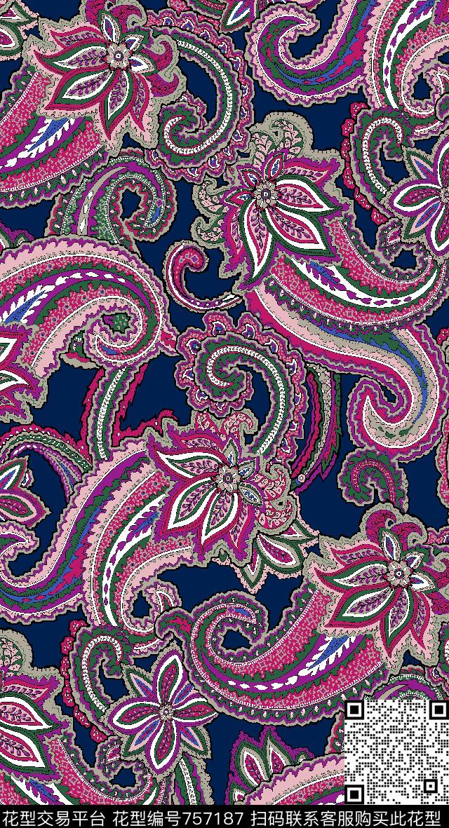 腰果佩斯利火腿花传统印花华亿平台下载（图片编号: 757187） - 瓦栏（Walan）