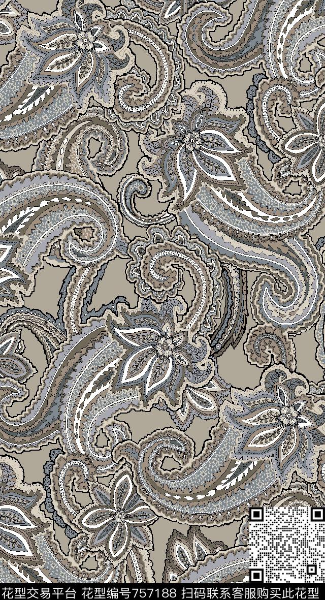 腰果佩斯利火腿花传统印花华亿平台下载（图片编号: 757188） - 瓦栏（Walan）