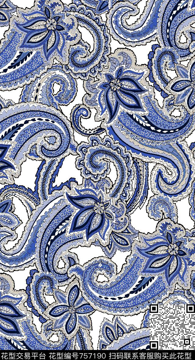 腰果佩斯利火腿花传统印花华亿平台下载（图片编号: 757190） - 瓦栏（Walan）