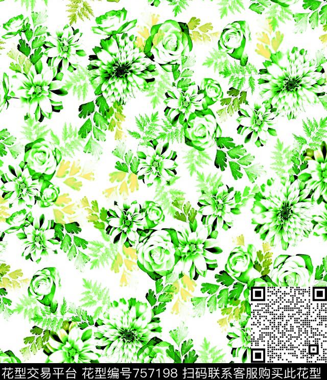 花卉大花花朵传统印花华亿平台下载（图片编号: 757198） - 瓦栏（Walan）