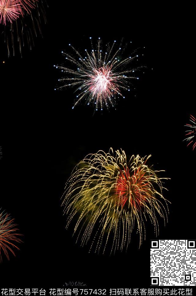 抽象潮牌烟花数码印花华亿平台下载（图片编号: 757432） - 瓦栏（Walan）