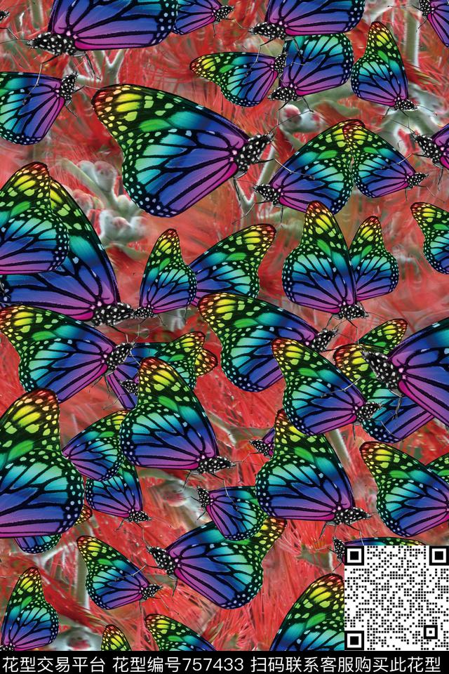 昆虫蝴蝶纹理数码印花华亿平台下载（图片编号: 757433） - 瓦栏（Walan）