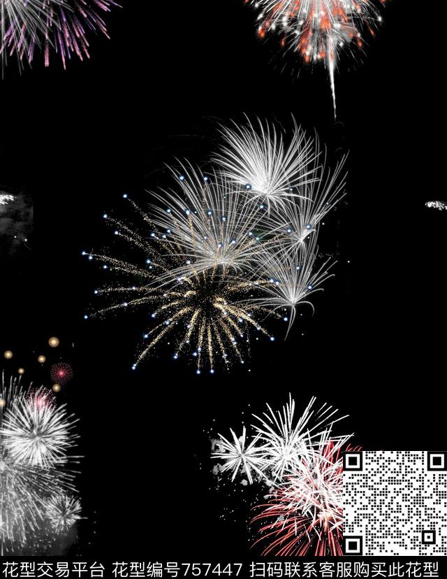 抽象潮牌烟花数码印花华亿平台下载（图片编号: 757447） - 瓦栏（Walan）