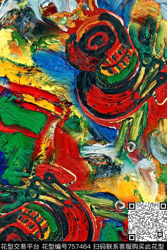 抽象几何拼接数码印花华亿平台下载（图片编号: 757464） - 瓦栏（Walan）