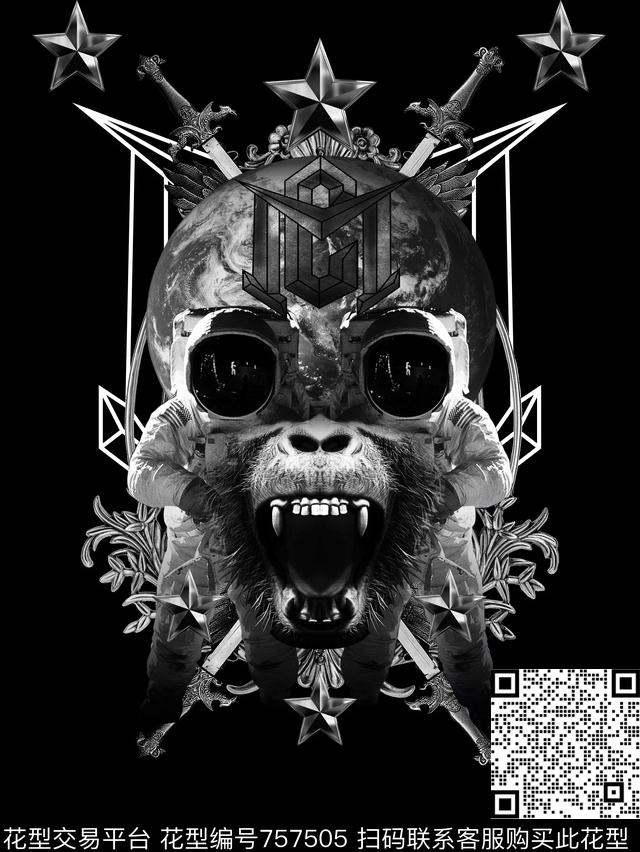 几何抽象潮牌数码印花华亿平台下载（图片编号: 757505） - 瓦栏（Walan）