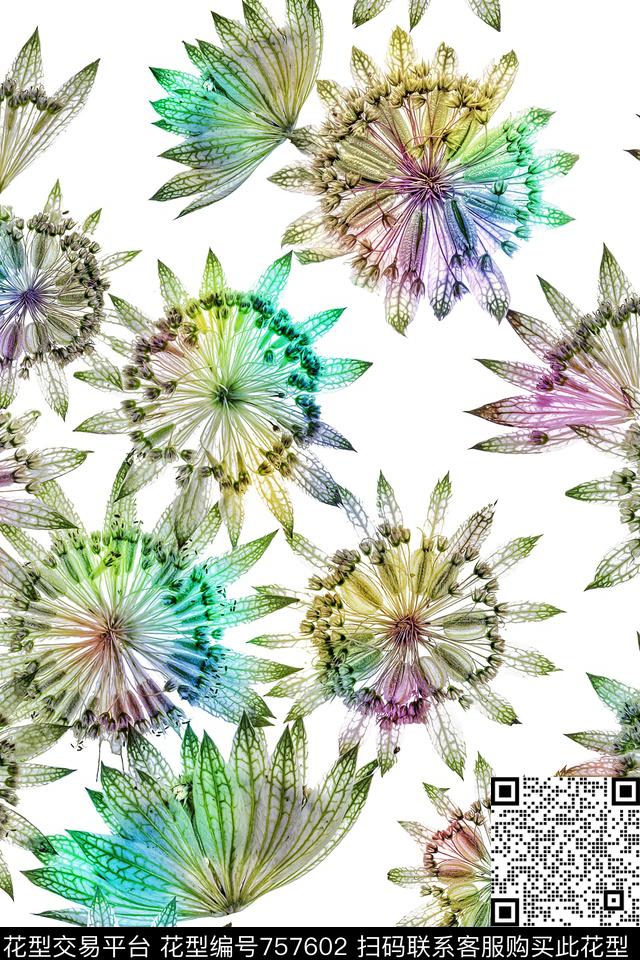 几何花卉抽象数码印花华亿平台下载（图片编号: 757602） - 瓦栏（Walan）