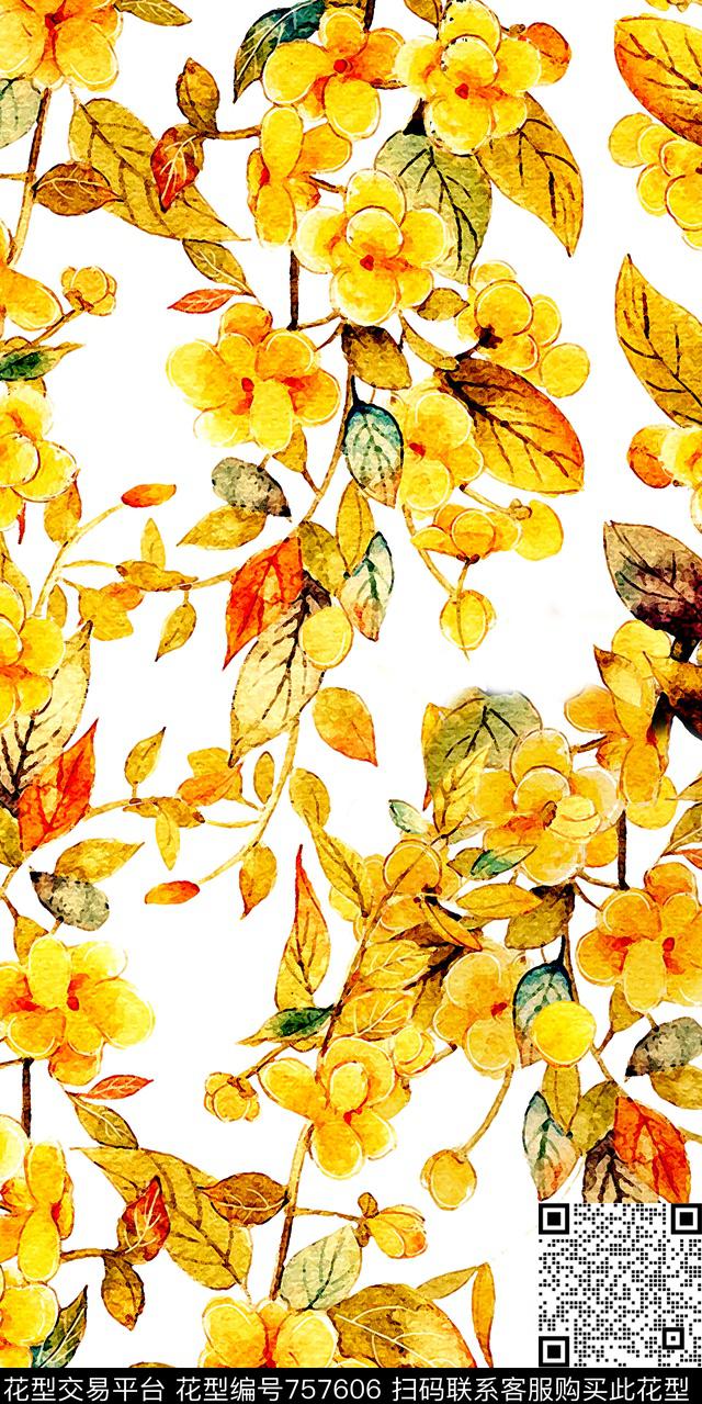满版花数码花卉类乱花数码印花华亿平台下载（图片编号: 757606） - 瓦栏（Walan）