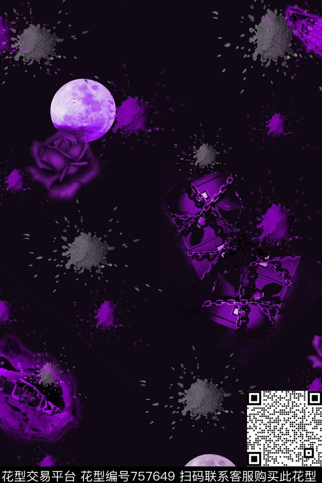 血红花卉透明花数码印花华亿平台下载（图片编号: 757649） - 瓦栏（Walan）