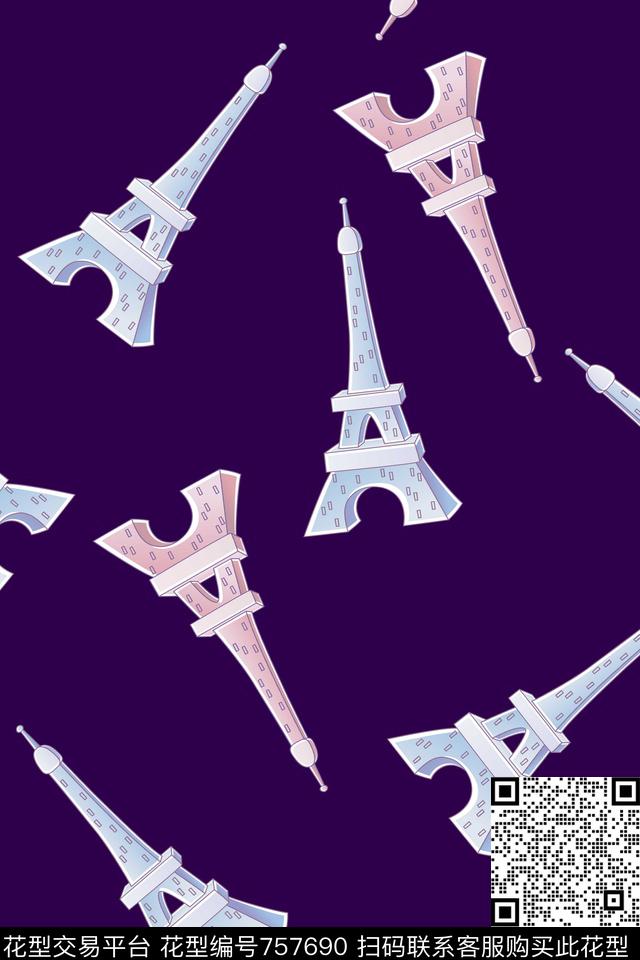 几何铁塔动画传统印花华亿平台下载（图片编号: 757690） - 瓦栏（Walan）