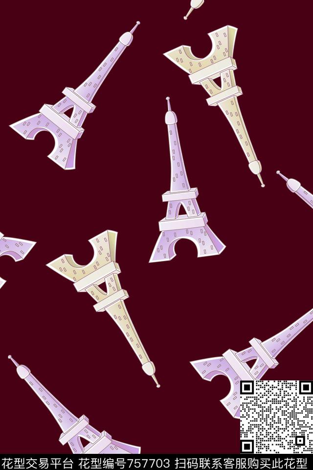 几何铁塔动画传统印花华亿平台下载（图片编号: 757703） - 瓦栏（Walan）