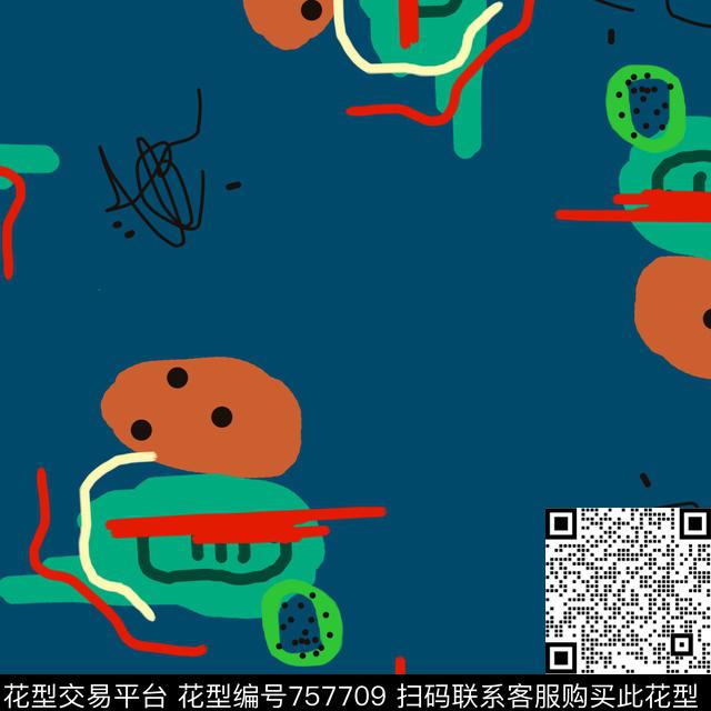 解构手绘几何数码印花华亿平台下载（图片编号: 757709） - 瓦栏（Walan）