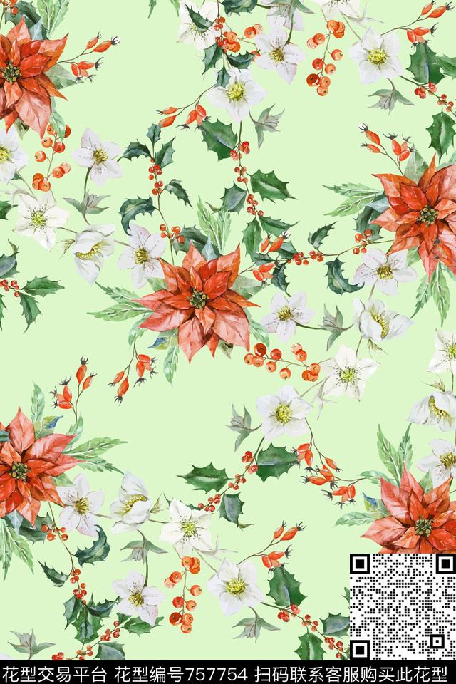 素雅花卉清爽大气女装新款花卉数码印花华亿平台下载（图片编号: 757754） - 瓦栏（Walan）