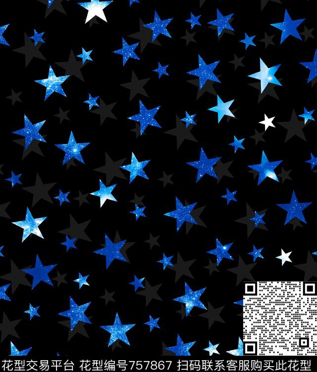 五角星太空星空星星数码印花华亿平台下载（图片编号: 757867） - 瓦栏（Walan）