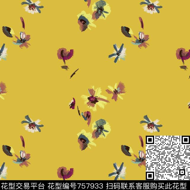 花卉手绘数码印花华亿平台下载（图片编号: 757933） - 瓦栏（Walan）