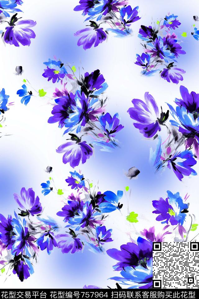 花卉数码印花华亿平台下载（图片编号: 757964） - 瓦栏（Walan）