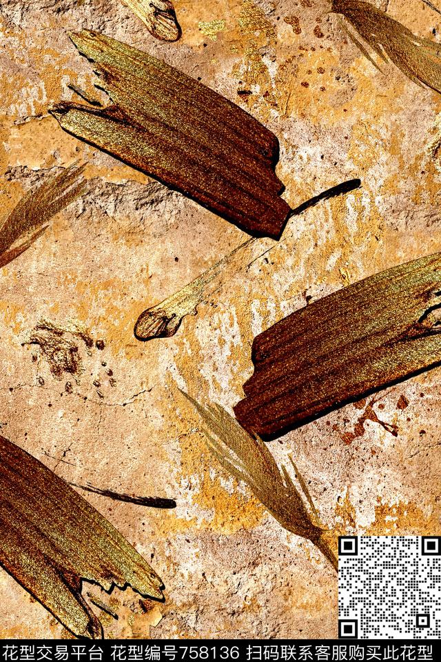 抽象几何拼接数码印花华亿平台下载（图片编号: 758136） - 瓦栏（Walan）