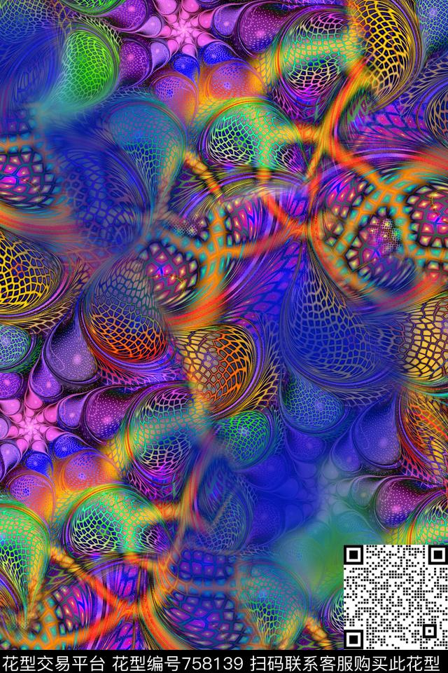 抽象几何肌理数码印花华亿平台下载（图片编号: 758139） - 瓦栏（Walan）