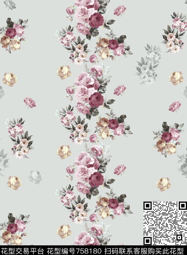 花瓣乱花桃花数码印花华亿平台下载（图片编号: 758180） - 瓦栏（Walan）