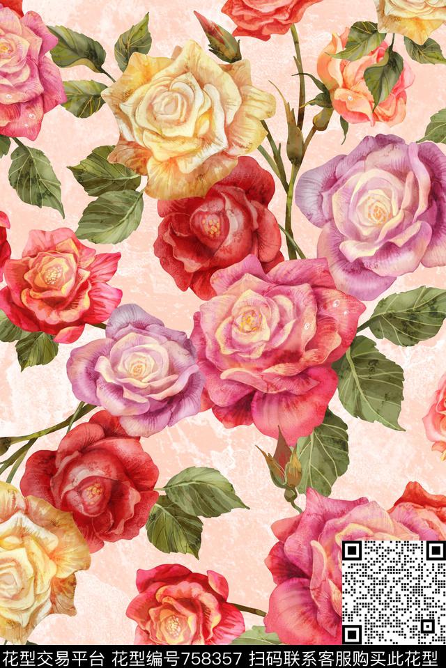 花朵花卉岩石底纹数码印花华亿平台下载（图片编号: 758357） - 瓦栏（Walan）