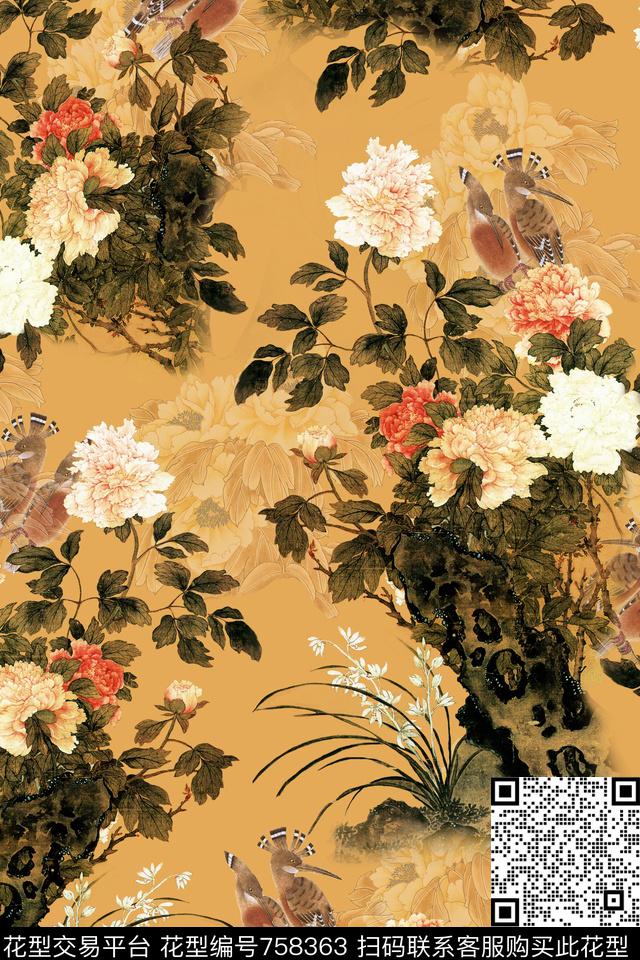 花朵花卉花鸟数码印花华亿平台下载（图片编号: 758363） - 瓦栏（Walan）