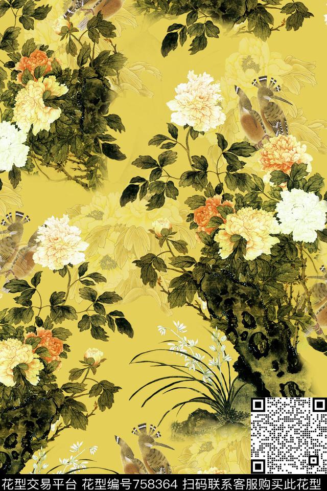 花朵花卉花鸟数码印花华亿平台下载（图片编号: 758364） - 瓦栏（Walan）