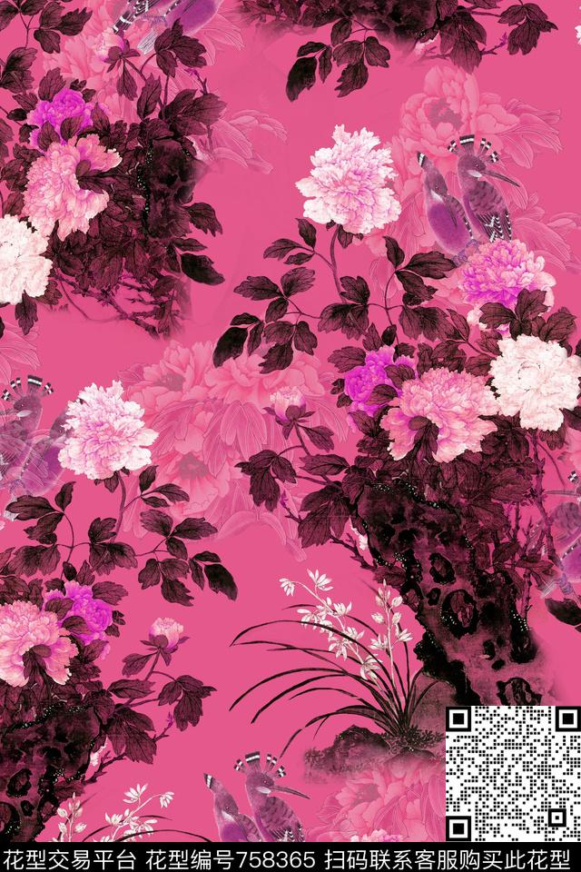 花朵花卉花鸟数码印花华亿平台下载（图片编号: 758365） - 瓦栏（Walan）