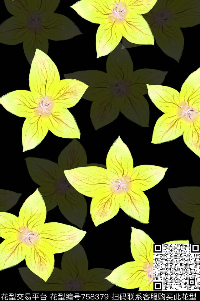 花卉数码印花华亿平台下载（图片编号: 758379） - 瓦栏（Walan）