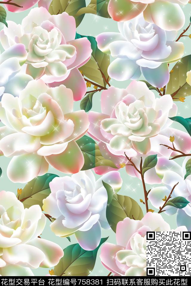 花瓣花朵花卉数码印花华亿平台下载（图片编号: 758381） - 瓦栏（Walan）