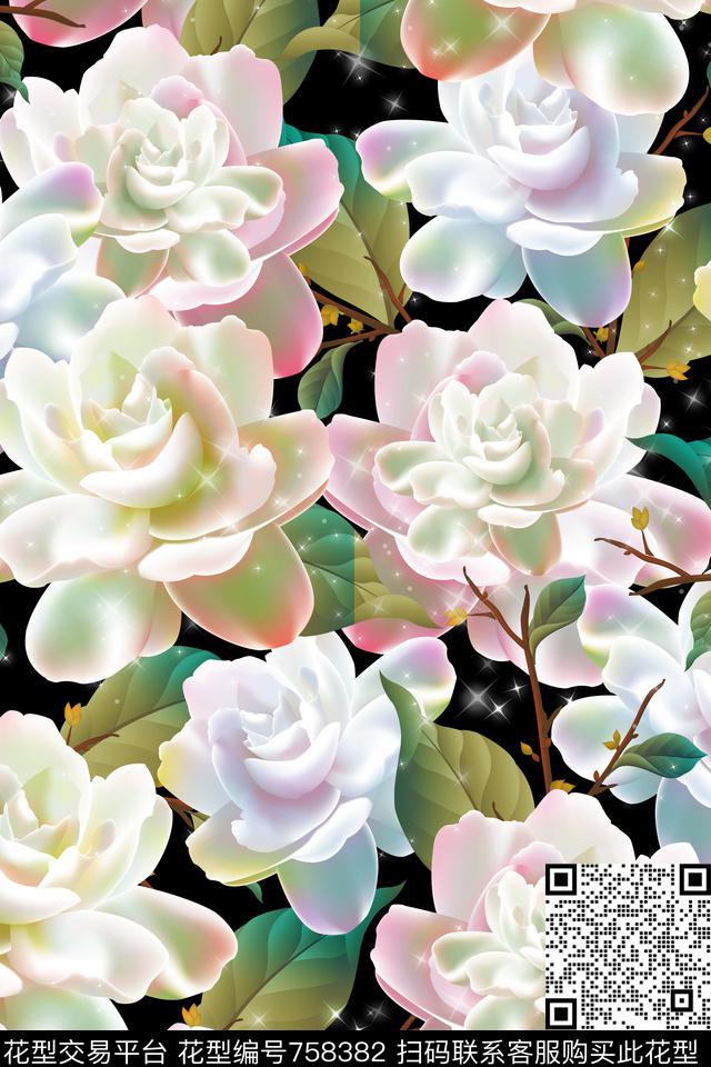 花瓣花朵花卉数码印花华亿平台下载（图片编号: 758382） - 瓦栏（Walan）