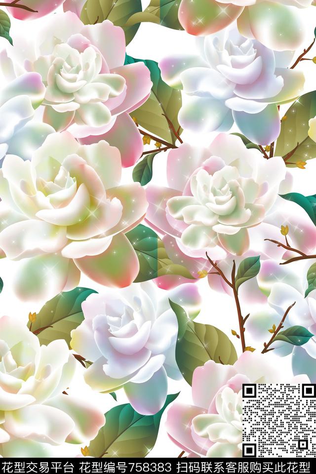 花瓣花朵花卉数码印花华亿平台下载（图片编号: 758383） - 瓦栏（Walan）