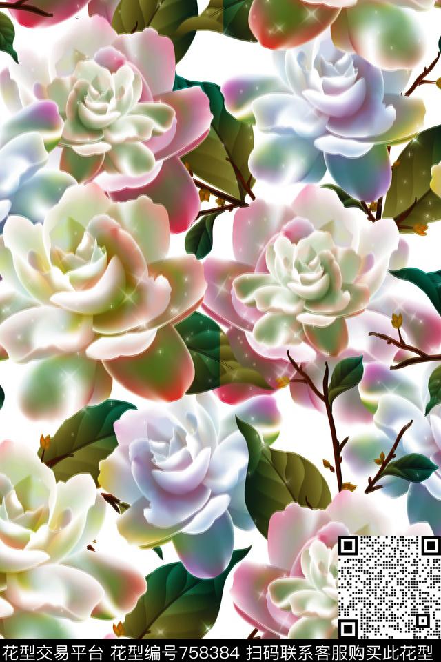 花瓣花朵花卉数码印花华亿平台下载（图片编号: 758384） - 瓦栏（Walan）