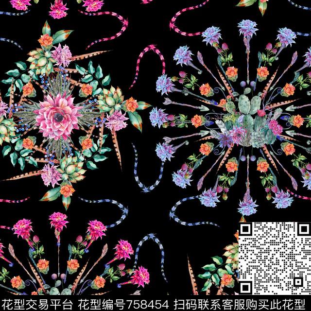 图腾部落波西米亚数码印花华亿平台下载（图片编号: 758454） - 瓦栏（Walan）