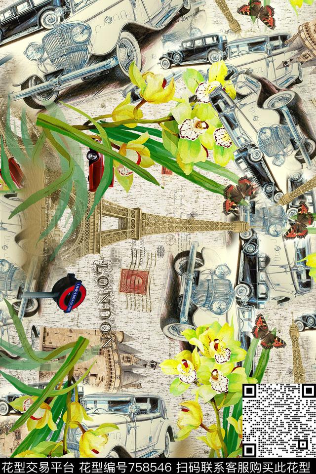 花卉华亿平台欧式建筑数码印花华亿平台下载（图片编号: 758546） - 瓦栏（Walan）