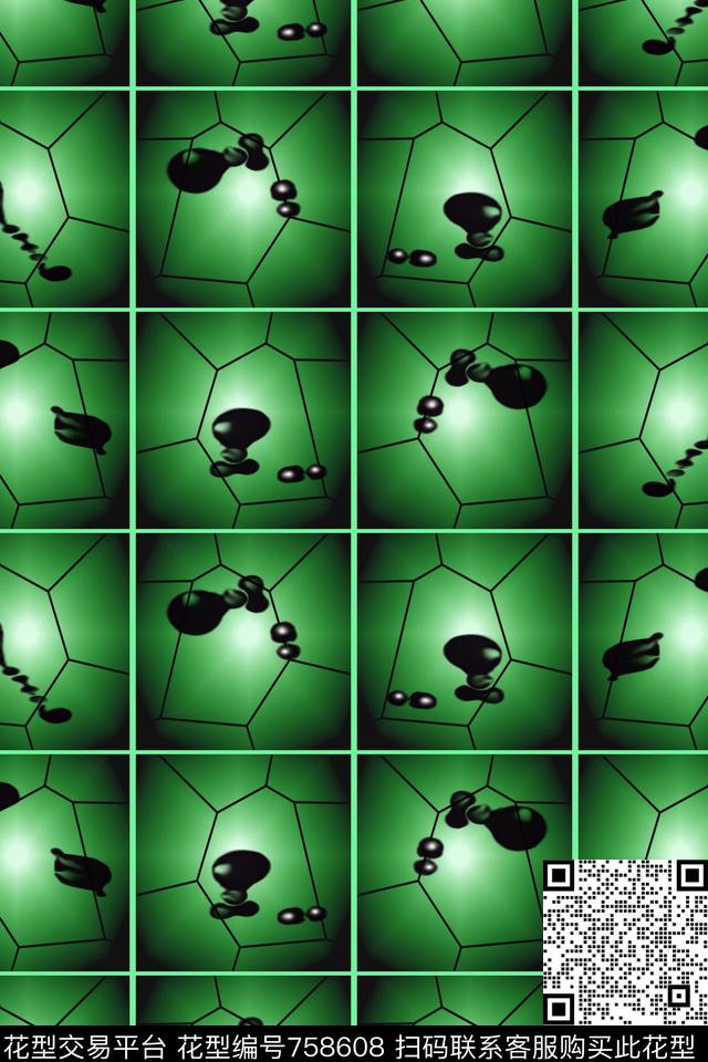 几何变换T恤卫衣外套玫瑰紫黑色数码印花华亿平台下载（图片编号: 758608） - 瓦栏（Walan）