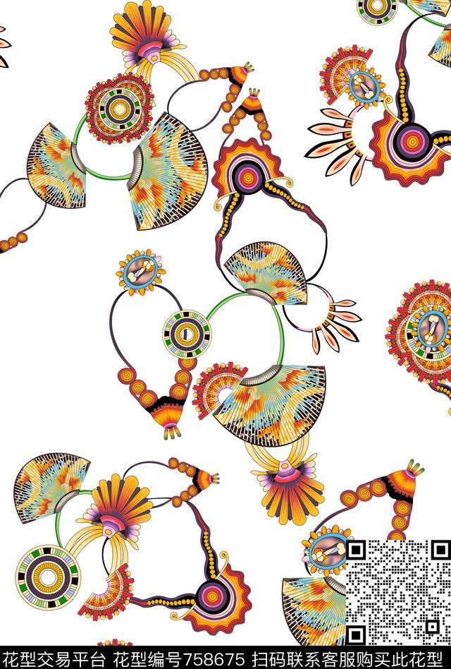 写意抽象乱花春秋华亿平台数码印花华亿平台下载（图片编号: 758675） - 瓦栏（Walan）