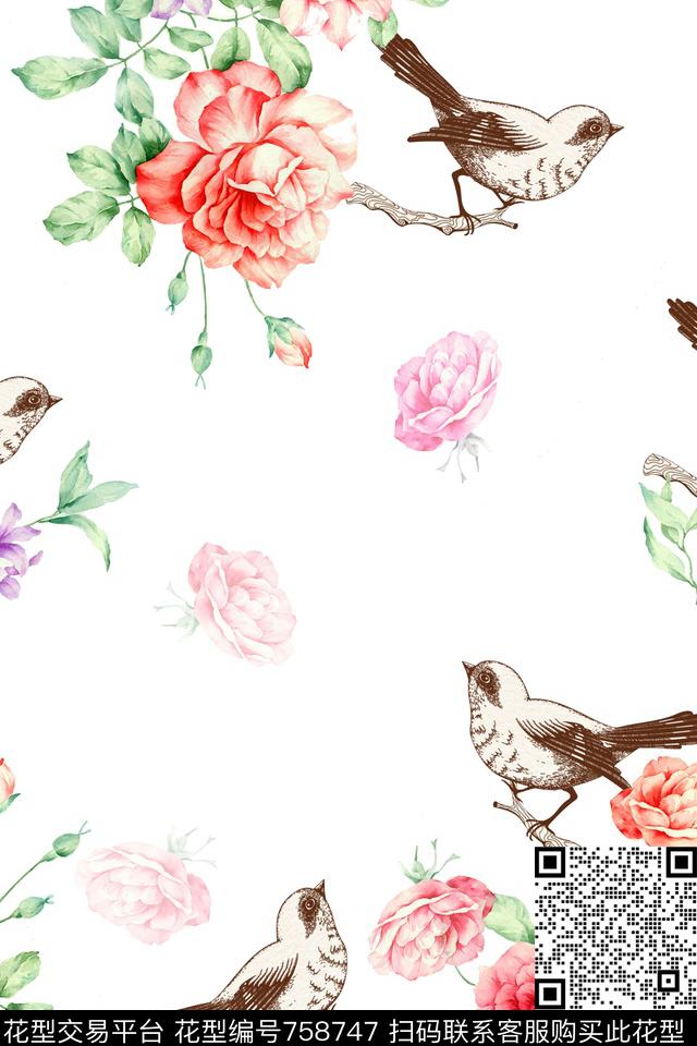花卉数码印花华亿平台下载（图片编号: 758747） - 瓦栏（Walan）