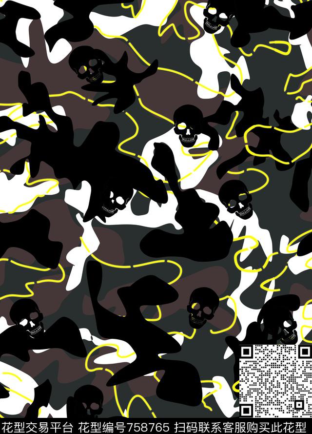 潮牌几何抽象数码印花华亿平台下载（图片编号: 758765） - 瓦栏（Walan）