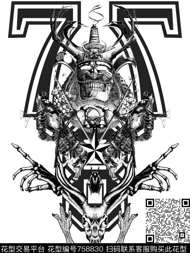 潮牌几何抽象数码印花华亿平台下载（图片编号: 758830） - 瓦栏（Walan）